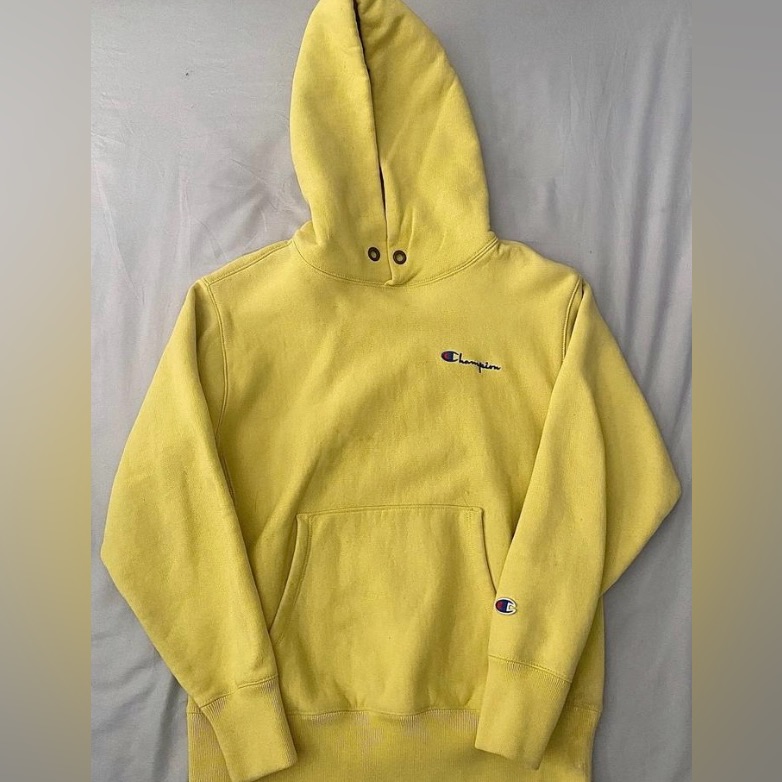 Yellow Champion Hoodie With Embroidered Logo